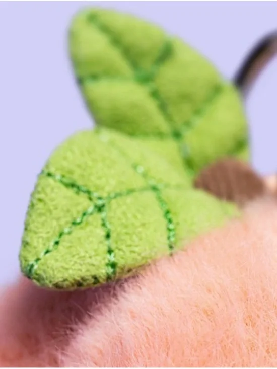 Jellycat Peach Plush Keyring in Soft Coral with Leaf Detail - Picture 3 of 3